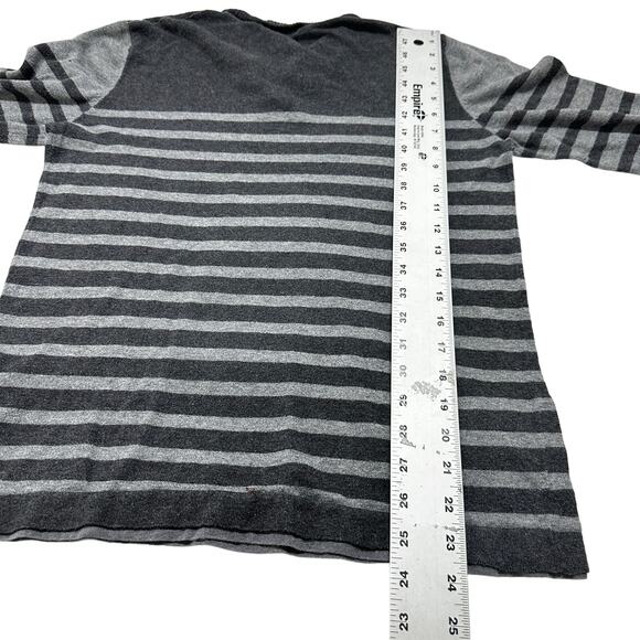 Y2K GUESS Sweater Women Size M Gray Striped Cotton Preppy V Neck Long Sleeve - Picture 3 of 8